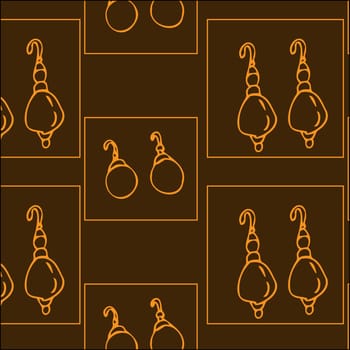 Seamless pattern of sketches earring for woman. Vector illustration on dark background. Can used for textile, wrapping paper, cover design, beauty background.