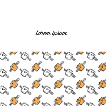 hand drawn doodle sketch banner of wristwatch with crystal or diamond. Vector illustration isolated. Hand drawn vector icon can used for banner, wallpaper.