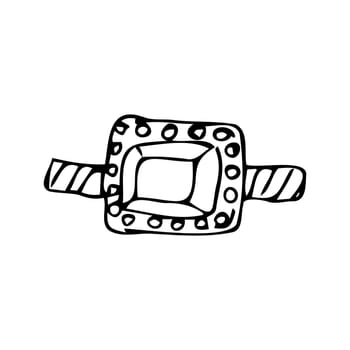 Sketch of diamond wedding ring for men outline isolated. Vector illustration can used for wedding design card, label.