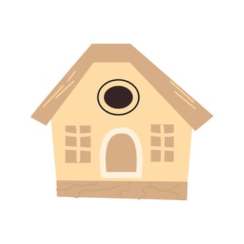 Spring big birdhouse of wood - Hand drawn vector illustration isolated. Vector illustration can used for greeting card, template for banner, postcard.