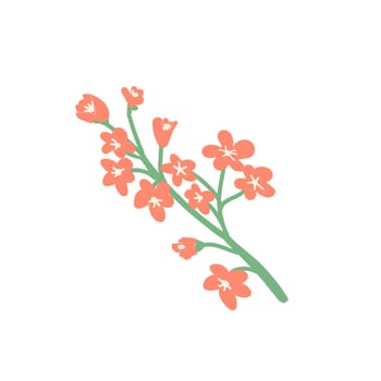 Hand drawn spring flowers on branch vector illustration. Can used for decoration banner, greeting card, invitation decor.
