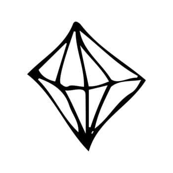 Hand drawn diamond or crystall doodle vector sketch illustration. Vector illustration isolated. Hand drawn vector art can used for label, postcard, web site icon, hand made concept illustration.