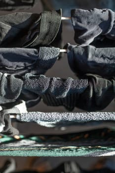 Hanging laundry on a clothesline, Germany