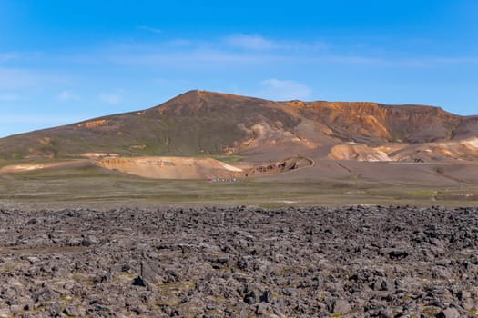 The view of the remnants of the volcanic eruptions near Krafla Lava Field, Myvatn, Iceland
