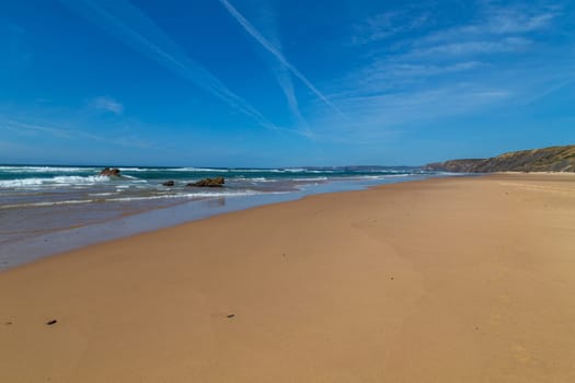 Beautiful empty beach in Algarve, Portugal