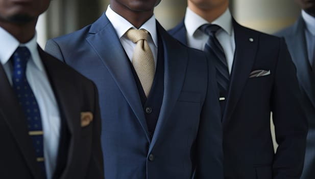 Professional team in suits stands ready for business