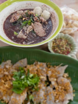 Thai boat noodles is street food of Thailand, stock photo