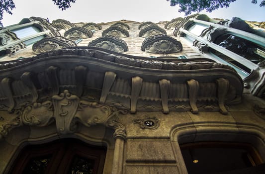 Barcelona, Spain - Jun 26th, 2023: Modernist building Casa Felip, headquarters to the Fundacio Vila Casas, Barceloina Spain