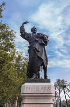 Barcelona, Spain - Jun 26th, 2023: Pau Claris statue. Sculptor Rafael Atche, 1917. He proclaimed the Catalan Republic under the protection of France