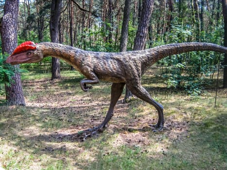 Predatory dinosaur with a scallop and feathers