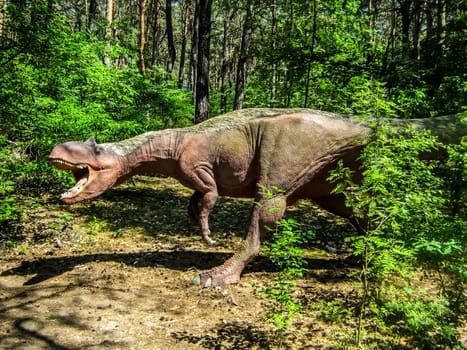 Ceratosaurus among the thickets of the forest, Cerasaurus hunts