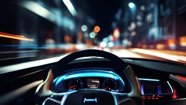 Car driving in the night city