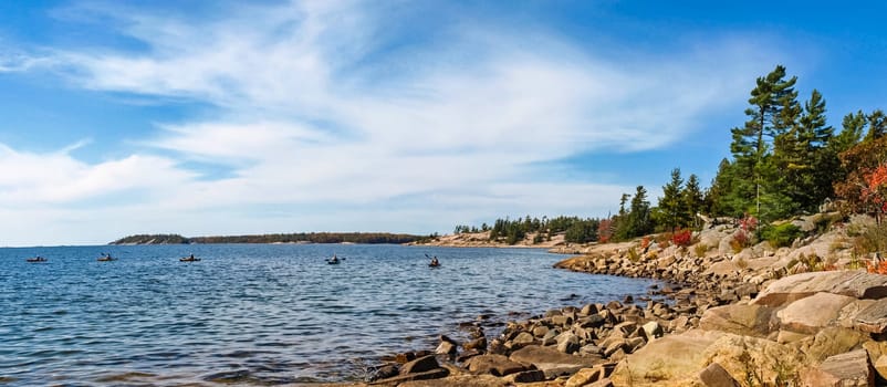 Autumn on the shore of Lake Huron, a beautiful autumn landscape.