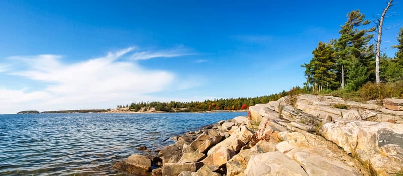Autumn on the shore of Lake Huron, a beautiful autumn landscape.