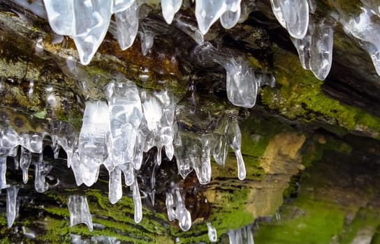 Winter on the Baikal, ice and snow on the lake. The beauty of the nature of Baikal in winter.
