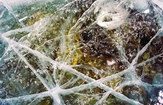 Winter on the Baikal, ice and snow on the lake. The beauty of the nature of Baikal in winter.