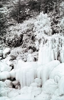 Winter on the Baikal, ice and snow on the lake. The beauty of the nature of Baikal in winter.