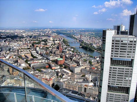 Frankfurt, Germany - July 23, 2006: view to skyline of Frankfurt with river Main.