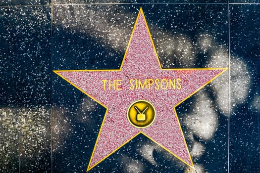 Los Angeles, USA - July 5, 2008: the star for The Simpsons on the walk of fame in Hollywood on a sunny day in Los Angeles, USA