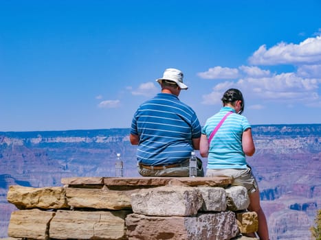 Grand Canyon, USA - July 9, 2008: people enjoy the view from Maricopa pont to the Grand Canyon.
