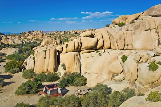 Joshua Tree national Park, USA - July 7, 2008: scenic rocks in Joshua Tree National Park  in Hidden valley