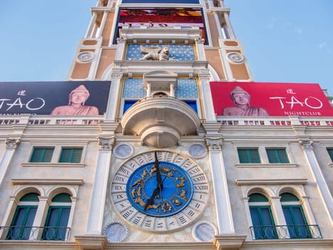 Las Vegas, USA - July 17, 2008: facade of the Venetian Resort Hotel and Casino The resort opened on May 3, 1999 with flutter of white doves, sounding trumpets, singing gondoliers and actress Sophia Loren.