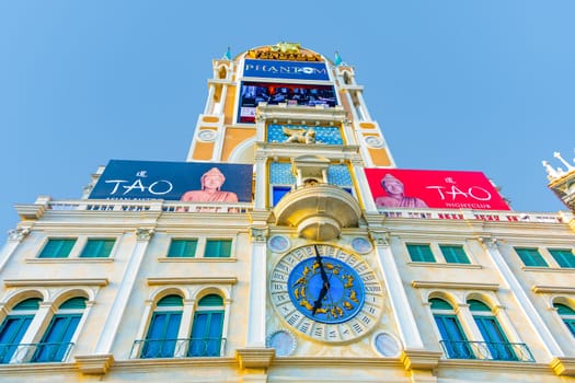 Las Vegas, USA - July 17, 2008: facade of the Venetian Resort Hotel and Casino The resort opened on May 3, 1999 with flutter of white doves, sounding trumpets, singing gondoliers and actress Sophia Loren.