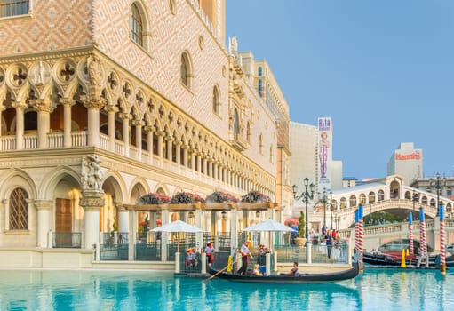 Las Vegas, USA - July 17, 2008: The Venetian Resort Hotel and Casino opened on May 3, 1999 with flutter of white doves, sounding trumpets, singing gondoliers and actress Sophia Loren.