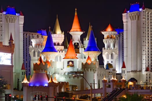 Las Vegas, USA - July 17, 2008: view by night to hotel and casino Excalibur at the Strip in Las Vegas.