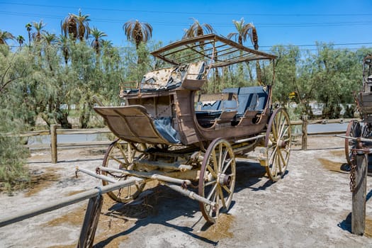 Death Valley, USA - July 19, 2008:old historic stage wagons at the ranch  in death valley