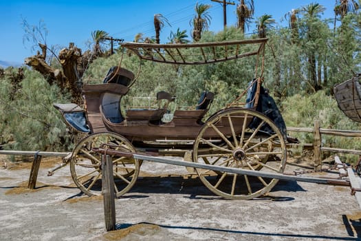 Death Valley, USA - July 19, 2008:old historic stage wagons at the ranch  in death valley
