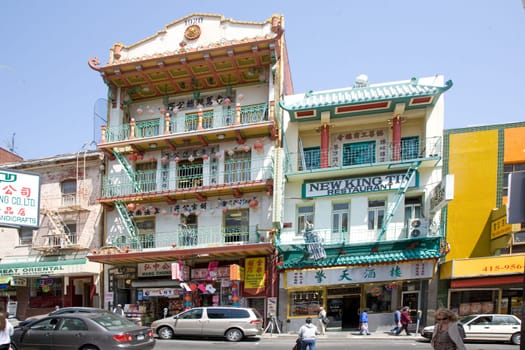 San Francisco, USA - July 24, 2008: view to area Chinatown  in San Francisco . San Francisco China town is the biggest in the US with around 85000 citizen.