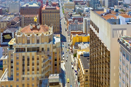San Francisco, USA - July 7, 2008: view from the rooftop to the city of San Francisco in San Francisco, USA.