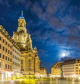 Dresden, Germany - September 15, 2008: Liebfrauenkirche in Dresden by night