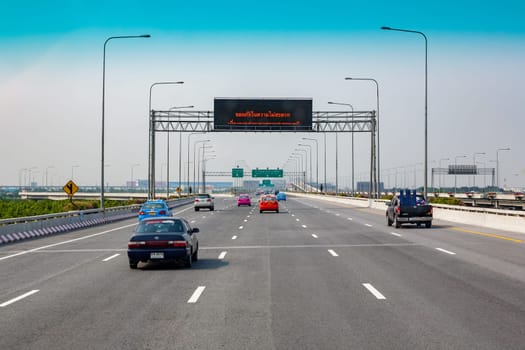 Bangkok, May 6, 2009: the highway from the airport Bankok to downtown is a toll highway.