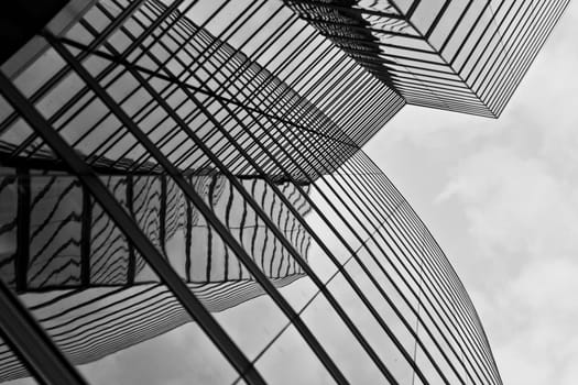Vienna, Austria - April 22, 2009:  facade of uniqa tower in Vienna, Austria. The building received the European Union GreenBuilding label. It is the first building in Austria to bear the label.