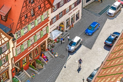 Dinkelsbuehl, Germany - July 29, 2009: aerial  of the medieval city Dinkelsbuehl in Germany