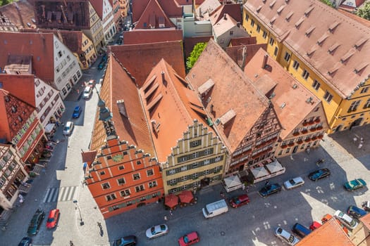 Dinkelsbuehl, Germany - July 29, 2009: aerial  of the medieval city Dinkelsbuehl in Germany
