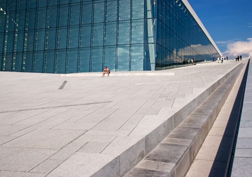 Oslo, Norway - July 3, 2009: The Oslo Opera House is the home of The Norwegian National Opera and Ballet, and the national opera theatre in Norway in Oslo, Norway.