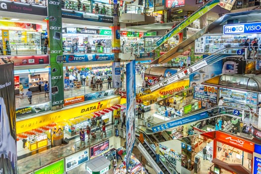 Bangkok, Thailand - December 22, 2009: inside the Pantip Plaza, the bigges electronic and software shopping complex in Thailand to get some bargain in Bangkok, Thailand.