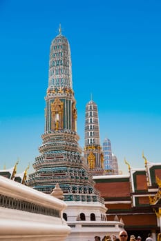 Bangkok, Thailand - January 4, 2010: temple covered with foil gold in the inner Grand Palace in Bangkok.