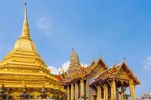 Bangkok, Thailand - January 4, 2010: temple covered with foil gold in the inner Grand Palace in Bangkok.