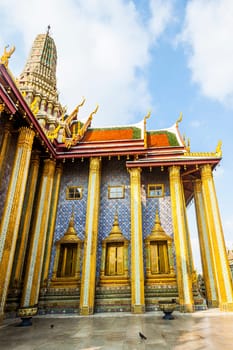 Bangkok, Thailand - January 4, 2010: temple covered with foil gold in the inner Grand Palace in Bangkok.