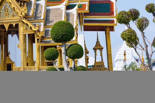 Bangkok, Thailand - January 4, 2010: detail of Phra Tinang Aporn Phimok Prasat Pavillion in the Grand Palace in Bangkok