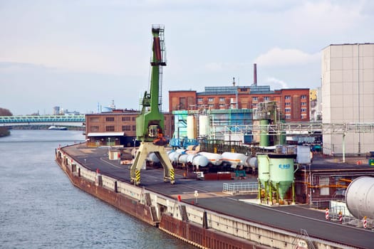 Frankfurt, Germany - April 11, 2010: industrial building in Frankfurt at the former Hoechst chemical plant.