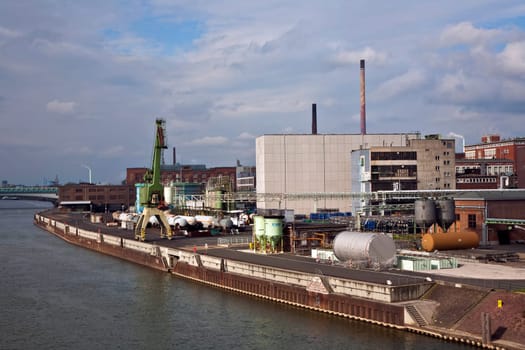 Frankfurt, Germany - April 11, 2010: industrial building in Frankfurt at the former Hoechst chemical plant.