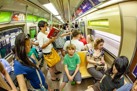 New York, USA - July 9, 2010: people  enter the metro at the subway station in Brooklyn, New York.