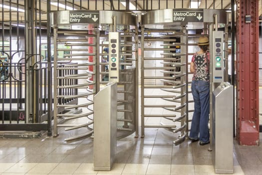New York, USA - July 8 2010: inside the metro Station High street waiting for next Metro in New York.