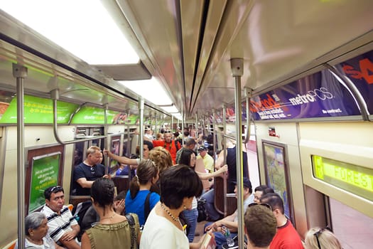 New York, USA - July 9, 2010: people  enter the metro at the subway station in Brooklyn, New York.