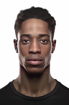 Young african american man looks seriously at the camera. generativ ai